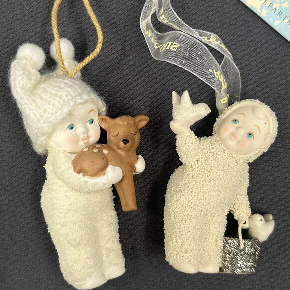 Dept 56 Snowbabies SnowDream Feeding the Birds & Reindeer Ornament Lot 2016 - Picture 2 of 15